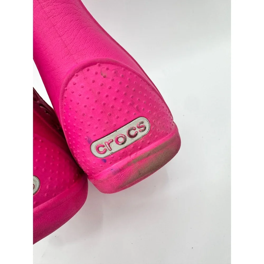 Crocs Handle It Rain Boot Kids Size C12 Pink Waterproof Pull On Boots